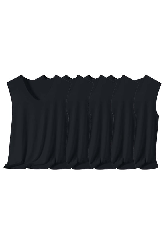 Mens 5 Packs Tank Tops Sleeveless V Neck Casual Undershirts Soft Breathable Fabric Value Pack for Gym and Daily Wear Comfort Fit XL Size Black