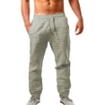 thumbnail image 1 of Breezora Mens Casual Pants Cotton Comfortable with Drawstring Lightweight Breathable Loose Fit Trousers for Spring Summer Hot Weather L Size Beige, 1 of 7