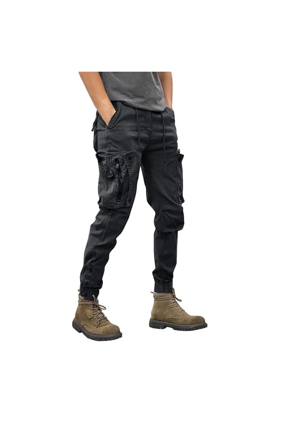 Mens Casual Tactical Style Pants with Cuff for Outdoor Running and Active Duty Featuring Quick-Dry Fabric and Functional Pockets M Size Grey