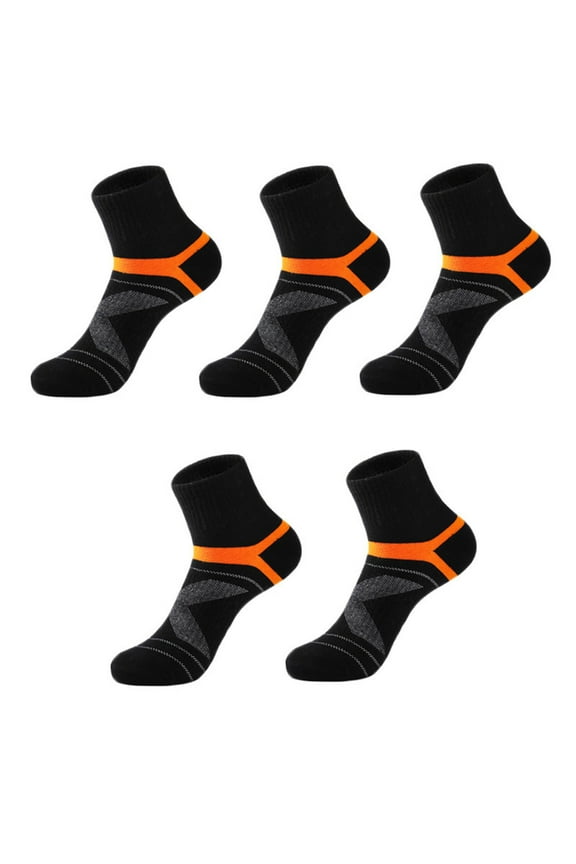 Mens Mid Length Sports Socks Basketball Running Socks Low Cut Anti Slip Sweat Absorbing Breathable Thickened Design for Athletic Performance 5 Pairs Black