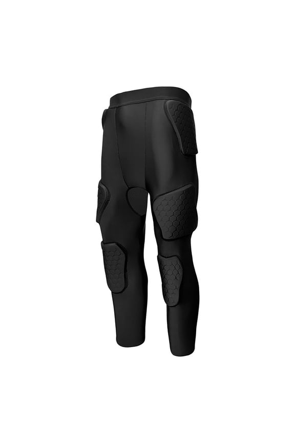 Mens Padded Compression Pants for Football Basketball Protective Girdle with Shock Absorption Athletic Training Tights XL Size Black