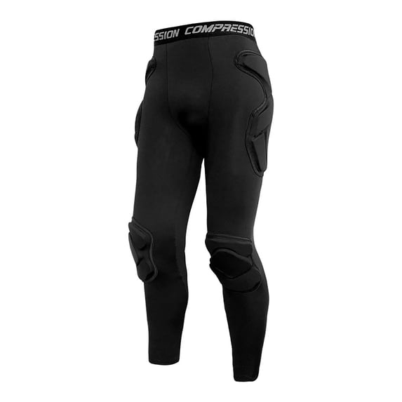 Breezora Mens Training Pants Football Girdle Padded Compression Leggings for Muscle Support Basketball Hockey and Athletics L Size Black