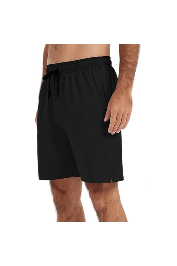 Mens Workout Shorts with Side Pockets and Elastic Waist Activewear for Running Training Basketball and Gym In Lightweight Breathable Fabric XL Size Black