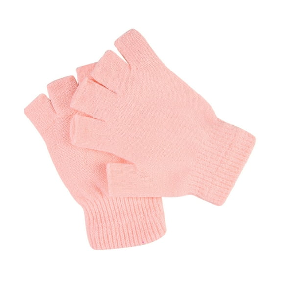 Breezora Mens and Womens Fingerless Stretch Knit Gloves Touchscreen Design for Writing Cycling and Outdoor Activities Pink