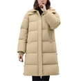 thumbnail image 1 of Breezora Mid Length Insulated Puffer Coat for Women Warm Thickened Quilted Winter Jacket L Size Khaki, 1 of 4