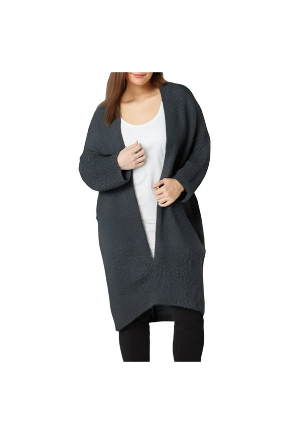 Mid Length Solid Color Knit Cardigan Jacket for Women Casual Comfort Lightweight Versatile Layering Piece M Size Black