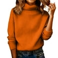 thumbnail image 1 of Breezora Mock Neck Pullover Sweater For Women Mid High Neck Long Sleeve Relaxed Fit Soft Knit Winter Top L Size Orange, 1 of 9