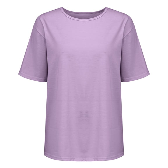 Breezora Open Weave Women's Short Sleeve Pullover Summer Office Top Comfortable Pointelle Knit Business Attire XL Size Purple