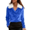 thumbnail image 1 of Breezora Oversized Fleece Sweatshirt For Women Long Sleeve Round Neck Fall Winter Casual Warm Pullover Top S Size Blue, 1 of 4