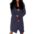 thumbnail image 1 of Breezora Oversized Hooded Cable Knit Cardigan Women’s Long Open Front Sweater Coat Cozy Chunky Weave with Pockets L Size Navy, 1 of 4