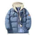thumbnail image 1 of Breezora Oversized Hooded Patchwork Puffer Coat Women Quilted Zip Up Jacket Packable Warm Winter Outdoor Fashion L Size Blue, 1 of 3