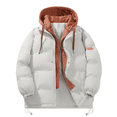thumbnail image 1 of Breezora Oversized Hooded Patchwork Puffer Coat Women Quilted Zip Up Jacket Packable Warm Winter Outdoor Fashion XL Size White, 1 of 4