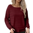 thumbnail image 1 of Breezora Oversized Knitted Sweater Womens Crew Neck Pullover Long Sleeve Casual Jumper Soft Loose Fit Autumn XXL Size Wine, 1 of 7