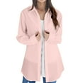 thumbnail image 1 of Breezora Oversized Long Sleeve Button Front Shirt Women Loose Fit Flowy Blouse with Side Slits for Layering and Street Style M Size Pink, 1 of 5