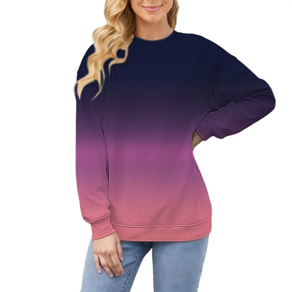 Breezora Oversized Long Sleeve Crew Neck Sweatshirt for Women Fall Layering Top Soft Lightweight Fabric Casual Streetwear Loungewear M Size Pink