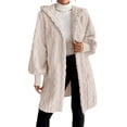 thumbnail image 1 of Breezora Oversized Teddy Jacket for Women Cozy Fuzzy Long Coat with Pockets Warm Casual Outerwear L Size Beige, 1 of 7