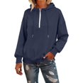 thumbnail image 1 of Breezora Quarter Zip Hooded Sweatshirt for Women Trendy Lapel Neckline Pullover Hoodie Soft Fleece Loungewear Comfortable Casual Street Style Top XL Size Navy, 1 of 1