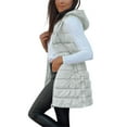 thumbnail image 1 of Breezora Quilted Button Front Puffer Vest Sleeveless Hooded Warm Layer for Cold Weather Adventures L Size Grey, 1 of 9