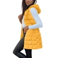 thumbnail image 1 of Breezora Quilted Button Front Puffer Vest Sleeveless Hooded Warm Layer for Cold Weather Adventures M Size Yellow, 1 of 9