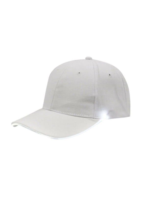 Rechargeable LED Light Up Baseball Cap Glow Party Adjustable Unisex Night Visibility Hat White
