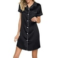 thumbnail image 1 of Breezora Silky Soft Short Sleeve Nightgown for Women Lightweight Sleepwear Lounge Dress with Comfortable Fit L Size Black, 1 of 9