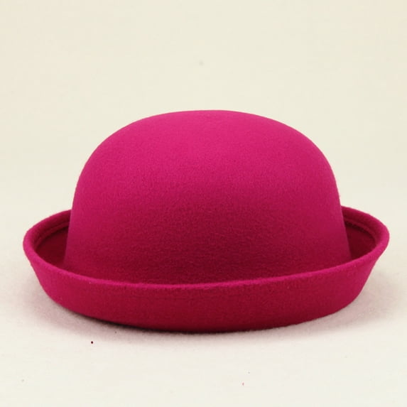 Breezora Solid Roll Up Brim Panama Bowler Hat for Men Women Classic Wool Round Bucket Cap