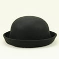 thumbnail image 1 of Breezora Solid Roll Up Brim Panama Bowler Hat for Men Women Classic Wool Round Bucket Cap, 1 of 3