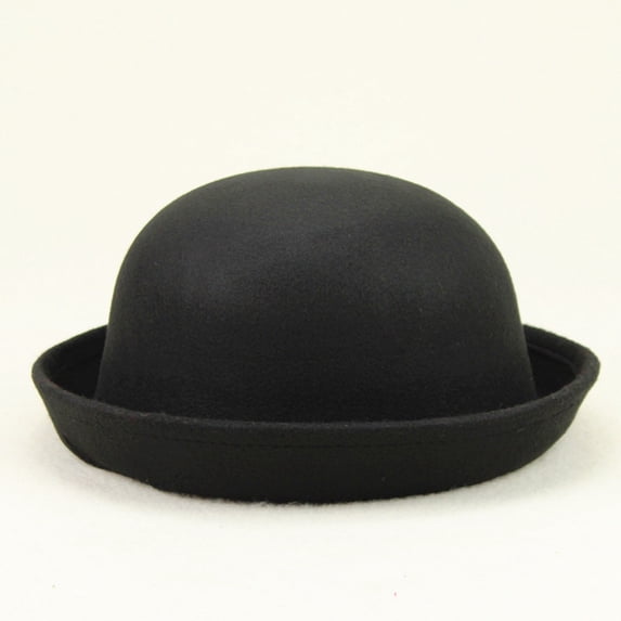 Breezora Solid Roll Up Brim Panama Bowler Hat for Men Women Classic Wool Round Bucket Cap
