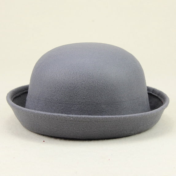 Breezora Solid Roll Up Brim Panama Bowler Hat for Men Women Classic Wool Round Bucket Cap