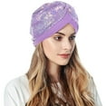 thumbnail image 1 of Breezora Sparkly Sequin Hair Bonnet Head Wrap Scarf Turban Style Cover for Women Fashion Purple, 1 of 4