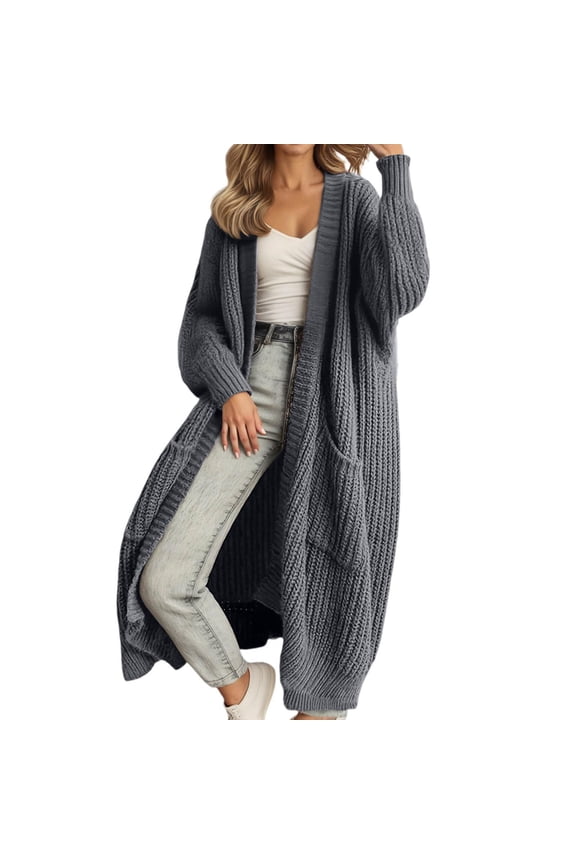 Trendy Lightweight Long Sleeve Open Front Cardigan for Women Soft Thin Casual Breathable Cover Up Duster XXXL Size Dark Gray
