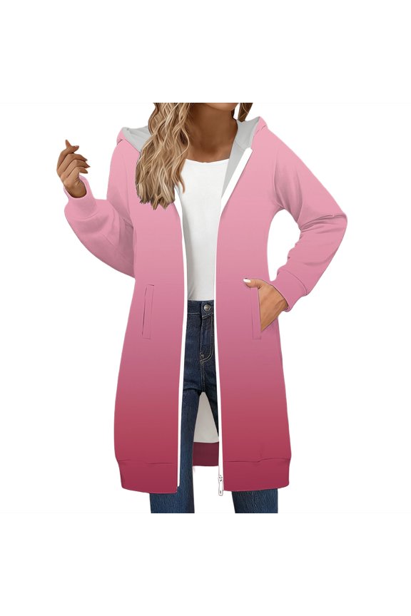 Trendy Longline Zip Up Sweatshirt for Women Double Zipper Jacket Cozy Fall Winter Layering Piece Casual Everyday Outerwear M Size Wine