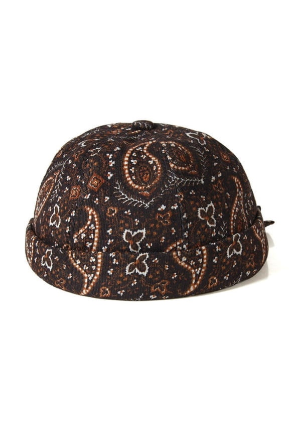 Trendy Retro Cashew Flower Print Hat for Women and Men Soft Warm Winter Beanie Without Brim Ideal for Cold Weather Fashion ABlack