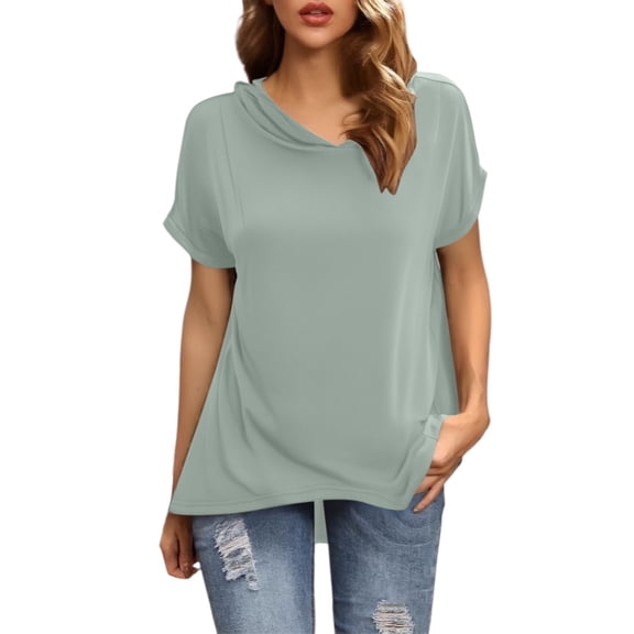 Breezora Trendy Women's Oversized Hooded Tshirt Casual Loose Fit Cotton Blend Top With Kangaroo Pocket For Street Style And Weekend Outings XXXXL Size Green