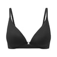 thumbnail image 1 of Breezora Triangle Bralette for Women Front Close Wireless Bras Deep V Neck Seamless Comfort Full Coverage Adjustable Daily Wear Black, 1 of 4