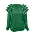 thumbnail image 1 of Breezora Unique Irregular Sleeve Oversized Sweatshirt Crewneck Pullover Womens Winter Casual Loose Fit Trendy Top XL Size Green, 1 of 8