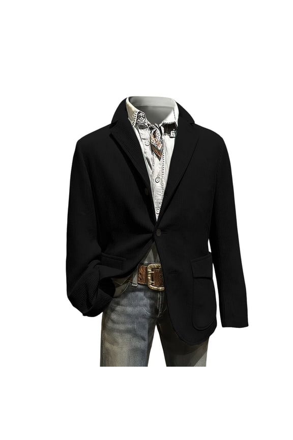 V Neck Button Down Pocket Jacket for Men Smart Casual Blazer Lightweight Stretch Fit Fall Winter Work and Daily Style XXXXL Size Black