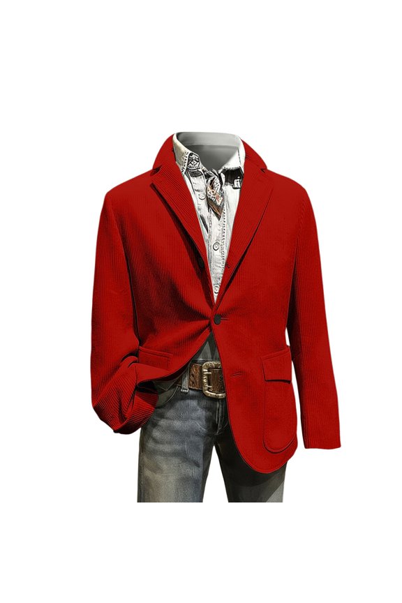 V Neck Button Down Pocket Jacket for Men Smart Casual Blazer Lightweight Stretch Fit Fall Winter Work and Daily Style XXXXL Size Red