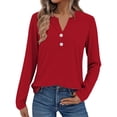thumbnail image 1 of Breezora Women Casual Long Sleeve Button Down Shirt Blouse Comfortable Everyday Wear Relaxed Fit Tops XL Size Red, 1 of 6