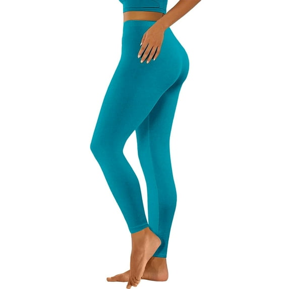 Breezora Women Elastic Mid Waist Yoga Pants for Daily Workout Sessions and Casual Sport Activities XXXL Size Light Blue