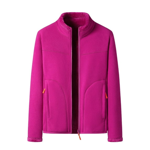 Breezora Women Full Zip Thermal Jacket for Outdoor Hiking and Leisure Activities Warm Comfortable Outerwear M Size Hot Pink