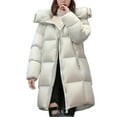 thumbnail image 1 of Breezora Women Hooded Longline Puffer Coat Casual Loose Fit Warm Winter Jacket Lightweight Comfortable L Size Beige, 1 of 4