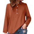 thumbnail image 1 of Breezora Women Linen Blend Shirt Button Down Long Sleeve V Neck Casual Comfortable Blouse S Size Brick Red, 1 of 5