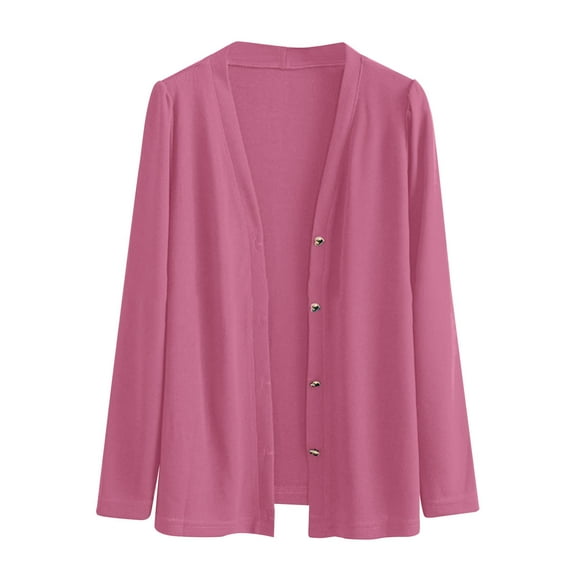 Breezora Women Long Sleeve Ice Silk Knit Cardigan with V Neck and Skirt Set for Autumn Fashion and Comfortable Layering in Daily Wear M Size Pink