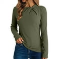 thumbnail image 1 of Breezora Women Long Sleeve Thermal Top Mock Neck Twist Detail Fitted Soft Stretch Tee M Size Green, 1 of 5