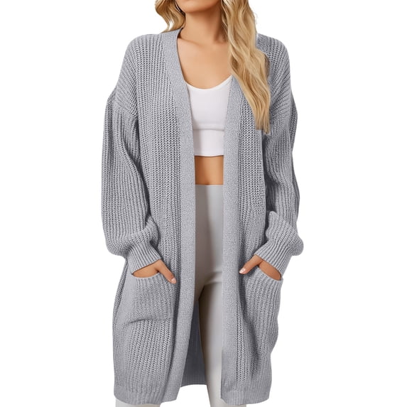 YEXPINE Women's Striped Knitted Cardigan – Open Front Cable Knit Sweater, Oversized Casual Spring Jacket