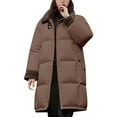 thumbnail image 1 of Breezora Women Longline Corduroy Collar Puffer Coat Quilted Warm Winter Jacket Casual Elegant XL Size Coffee, 1 of 4
