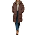 thumbnail image 1 of Breezora Women Longline Puffer Coat Casual Loose Fit Warm Winter Jacket Comfortable Outerwear M Size Coffee, 1 of 9