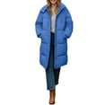 thumbnail image 1 of Breezora Women Longline Puffer Coat Casual Loose Fit Warm Winter Jacket Comfortable Outerwear XL Size Blue, 1 of 6