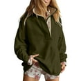 thumbnail image 1 of Breezora Women Oversized Casual Pullover Sweatshirt Long Sleeve Button Neck Top Comfortable Loose Fit Fashion Streetwear for Daily Comfort L Size Blackish Green, 1 of 5
